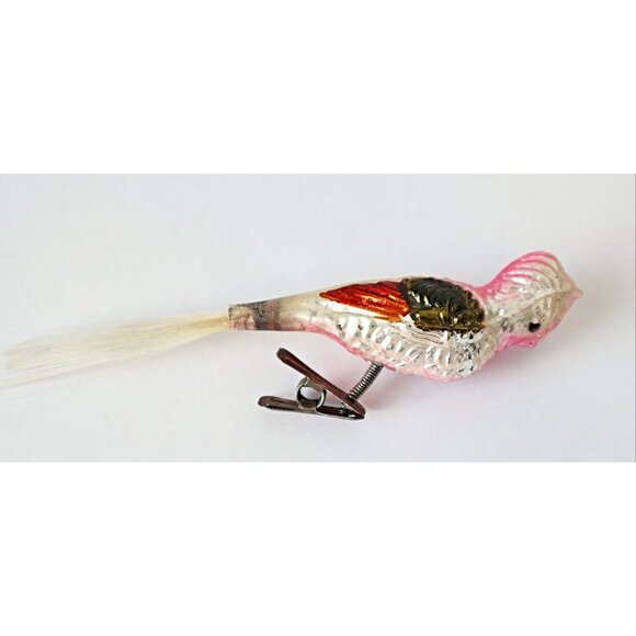 Antique Mercury Glass Bird Clip On Parrot Ornament  Christmas Ornament 1900's - Picture 5 of 5